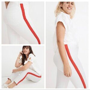 Madewell Slim Straight Stovepipe Jeans - Tile White with Red Tuxedo Stripe